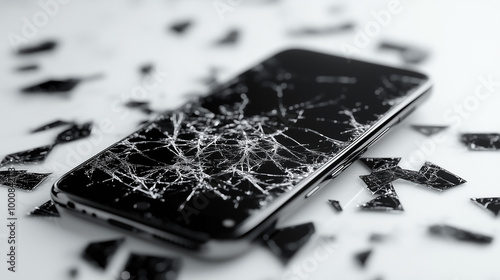 Screen smartphone fractal. Device broken mirror