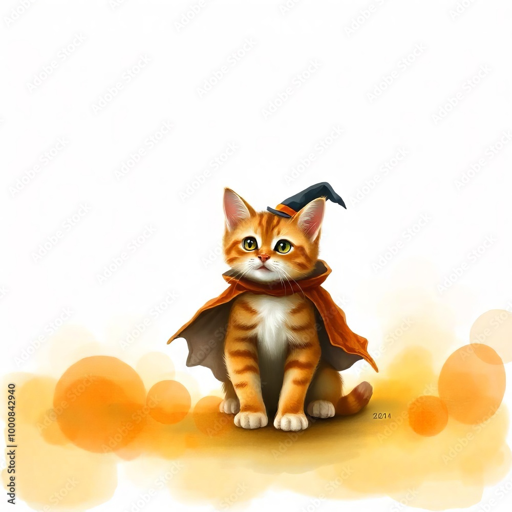 Fototapeta premium A cute portrait of a fluffy kitten with big eyes, playfully interacting with a ball and a heart, capturing the adorable essence of this young feline