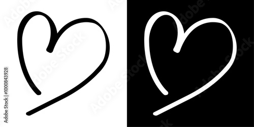 ofvs741 OutlineFilledVectorSign ofvs - hand drawn heart vector icon . valentine`s day . love romance sign . isolated transparent . black outline and filled version . AI 10 / EPS / PNG . g12087