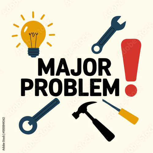 Major Problem 3d text written logo for problem solving, banner, printing, background, flyer, brochure marketing, typography. Major problem issue written 