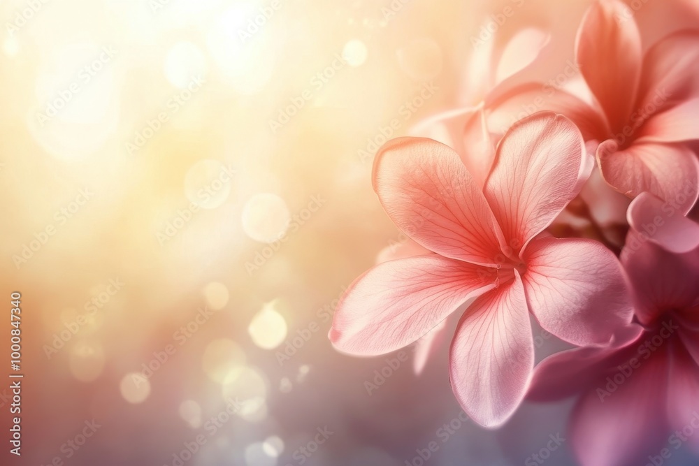 Soft pink flower petals with bokeh background.