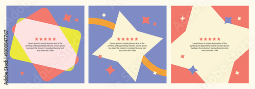 Set of editable customer reviews social media template or Feedback social media square post