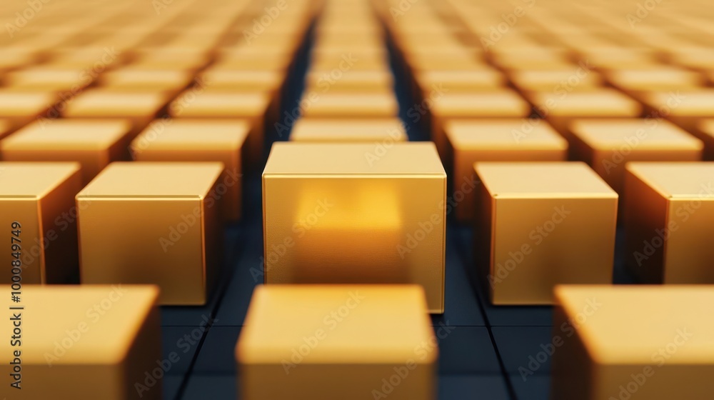 Obraz premium Golden cubes arranged in a captivating pattern.
