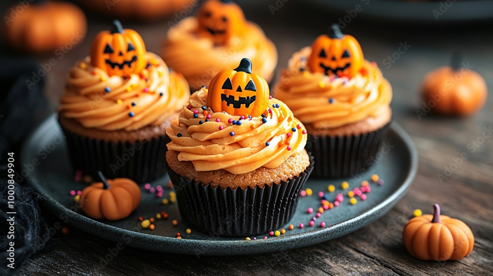 Halloween muffins with pumpkins. Halloween muffins with pumpkins.