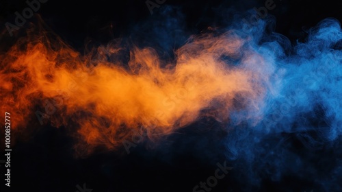 Colorful Smoke Flowing in Blue and Orange Shades