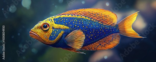 A realistic rendering of a royal gramma fish photo