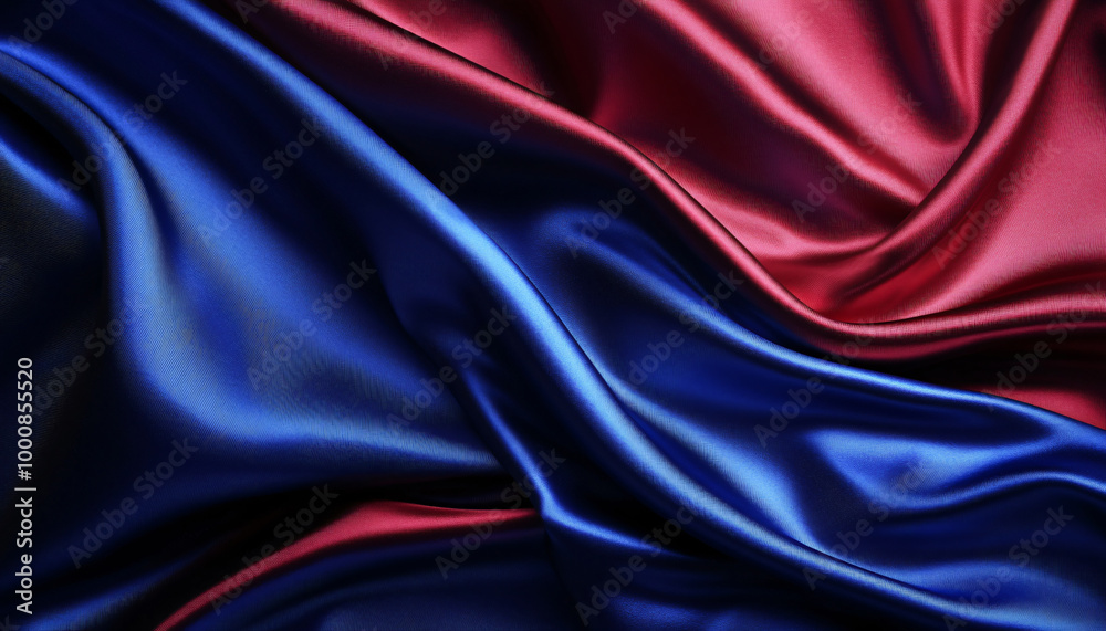 Close-up of flowing, luxurious silk fabric in rich colors like deep red or royal blue, creating a smooth and elegant texture Close-up of flowing, luxurious silk fabric in rich colors like deep red or royal blue, creating a smooth and elegant texture