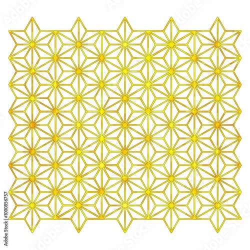 麻の葉　模様　金色