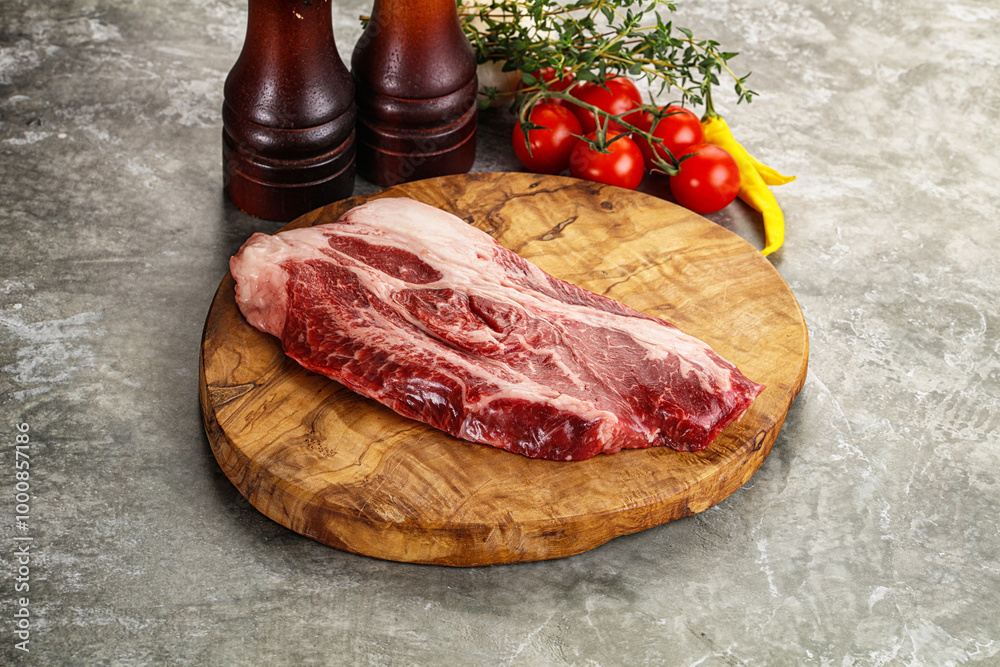 Raw beef chuck roll steak Raw beef chuck roll steak