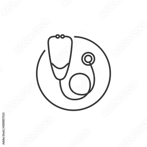 This stethoscope icon is a medical instrument used by healthcare professionals to listen to internal sounds of a patient’s body, such as the heart and lungs, essential for diagnosis and monitoring.