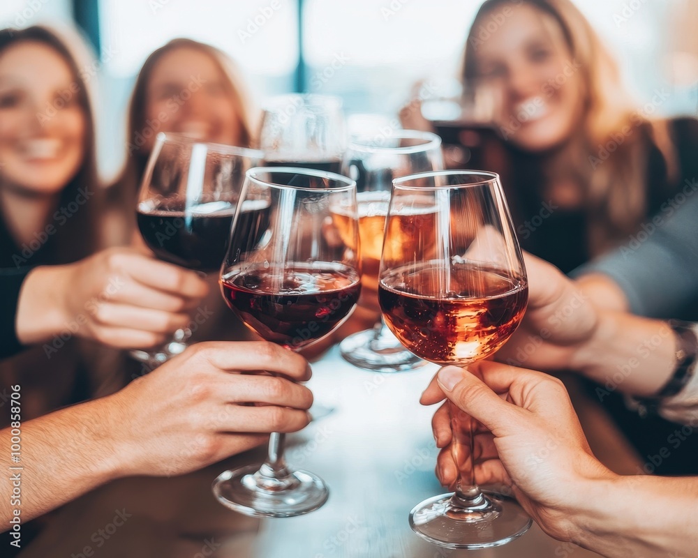 Cheers with wine glasses at a celebration Cheers with wine glasses at a celebration