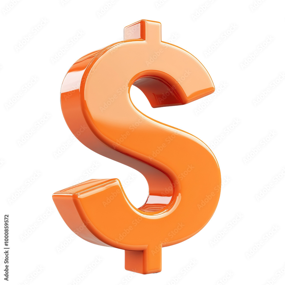 Shiny 3D Dollar Sign Icon for Financial Services Marketing on White Background Shiny 3D Dollar Sign Icon for Financial Services Marketing on White Background