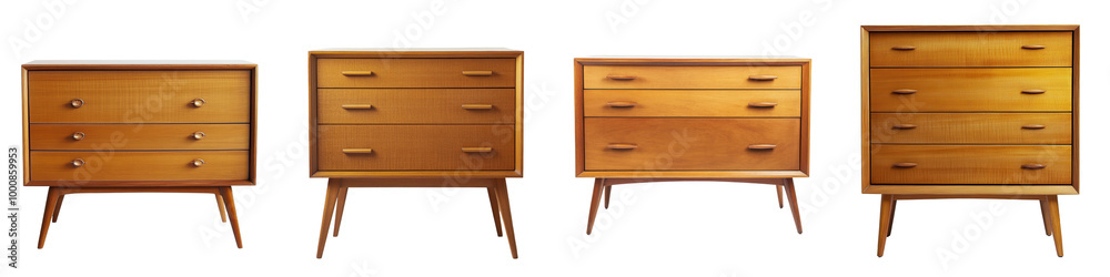 Retro Mid Century Wooden Dressers and Chests for Modern Home Decor  Collection of vintage style wooden furniture pieces in various designs sizes and finishes for bedroom living room