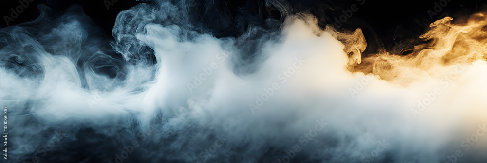 Fototapeta premium Real smoke exploding outwards with empty center. Dramatic smoke or fog effect for spooky Halloween background.