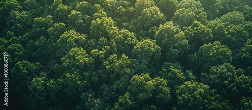 Green Treetops With Sunlight