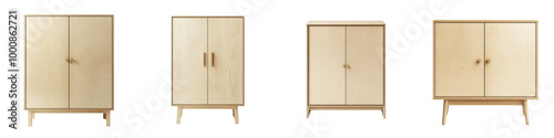 Elegant and functional wooden cabinets in a minimalist Scandinavian design style perfect for organizing and displaying items in modern home and office interiors The cabinets feature clean lines