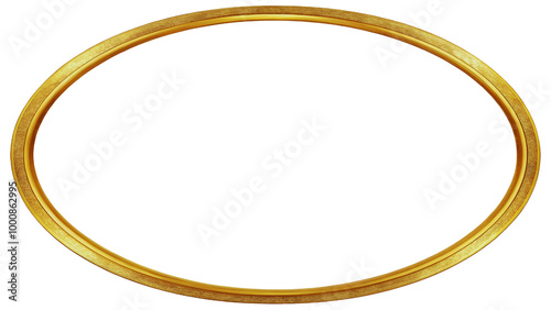 Gold oval frame isolated on white