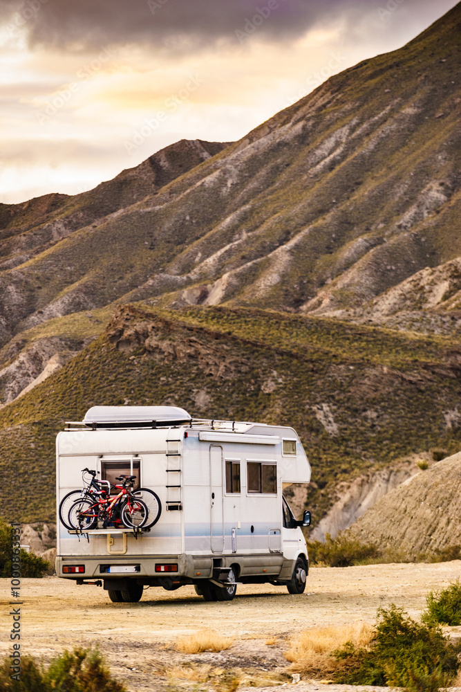 Caravan in Tabernas desert, Spain