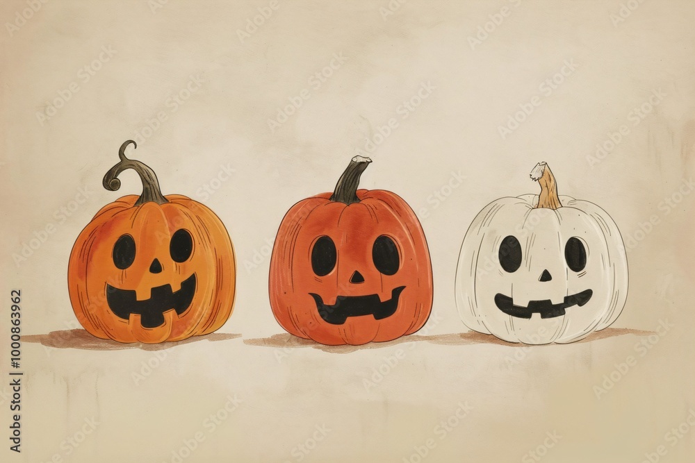 Halloween, citrouille et fantômes, dessin, arrière plan décoratif Halloween, citrouille et fantômes, dessin, arrière plan décoratif