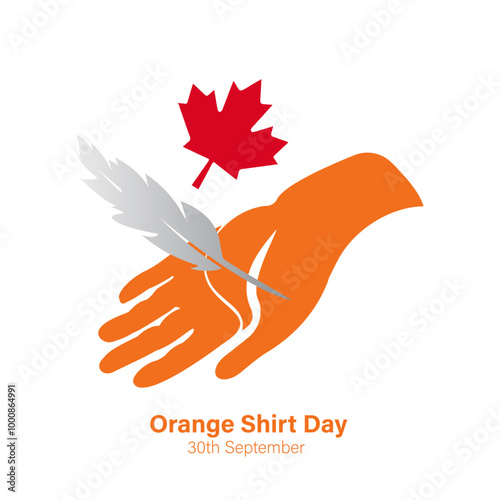 National day for truth and reconciliation, Orange Shirt Day. Every Child Matters, September 30, social media post, poster, card greeting, event, website, banner concept, vector illustration, Canada.