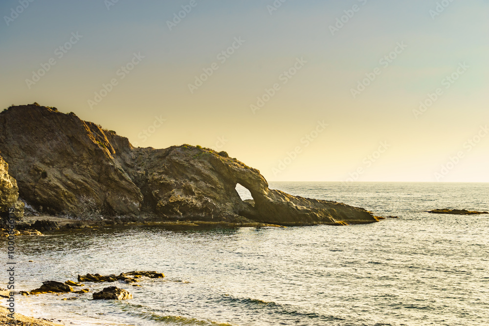 Almeria coast with rocks formation, Spain Almeria coast with rocks formation, Spain