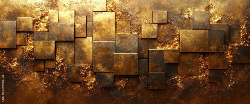 Fototapeta premium Abstract Composition of Golden Bars Against a Simple Golden Background