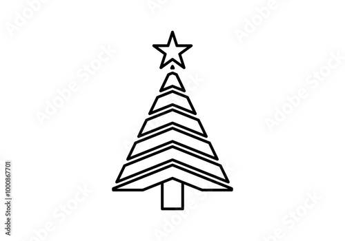 Icono negro de árbol de navidad con estrella