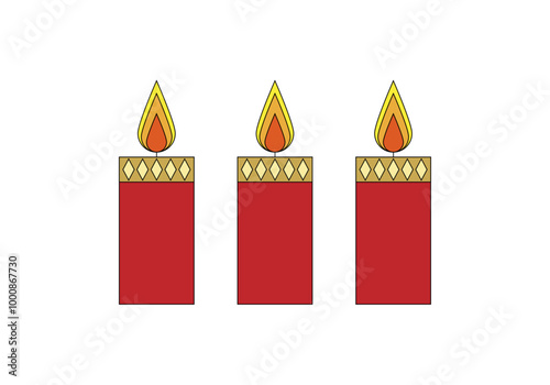 Tres velas rojas y doradas de navidad
