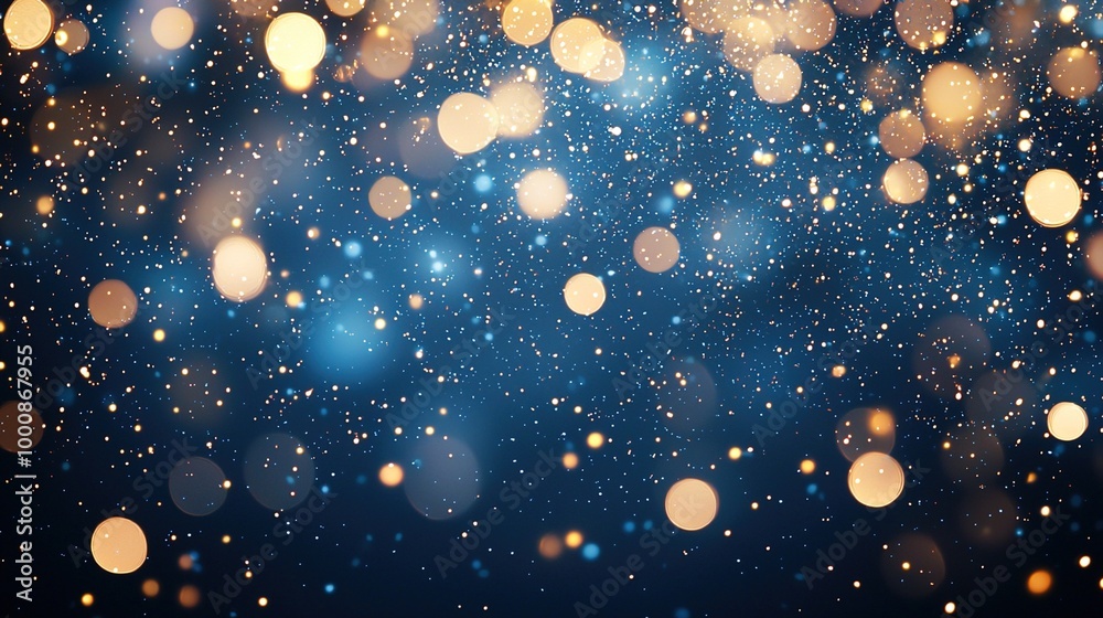Sparkling Celebration: Deep Blue Background with Shimmering Lights Sparkling Celebration: Deep Blue Background with Shimmering Lights