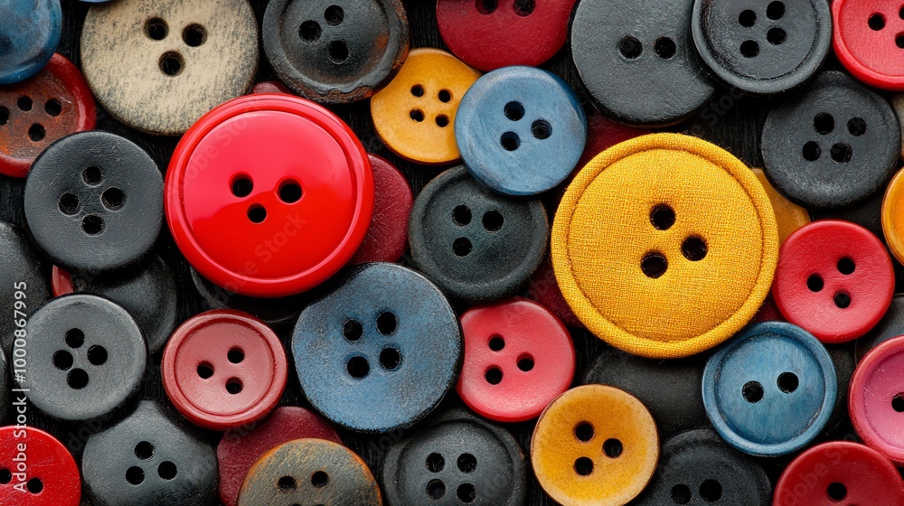 Obraz premium A collection of colorful buttons of different sizes and materials.