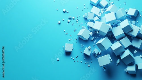 A cluster of blue cubes against a blue background.