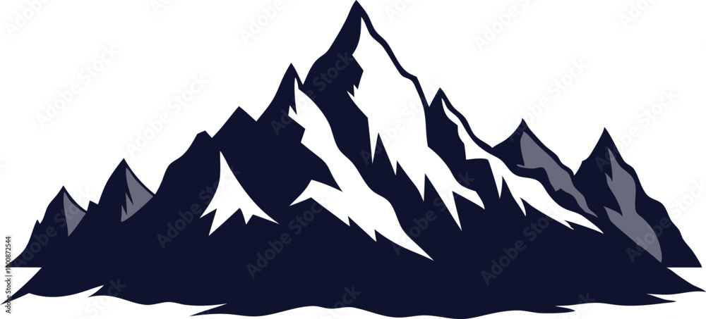 Sharp mountain peak illustration with snowcapped top and bold outline