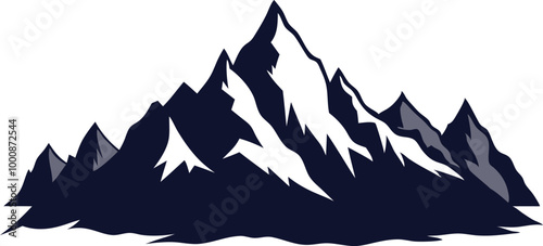 Obraz na płótnie Sharp mountain peak illustration with snowcapped top and bold outline w salonie