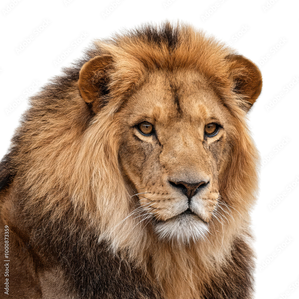 Obraz premium Lion portrait, white isolate background transparent