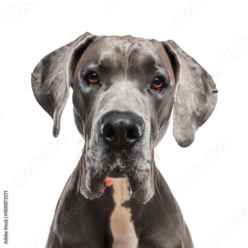 Great Dane portrait, white isolate background transparent