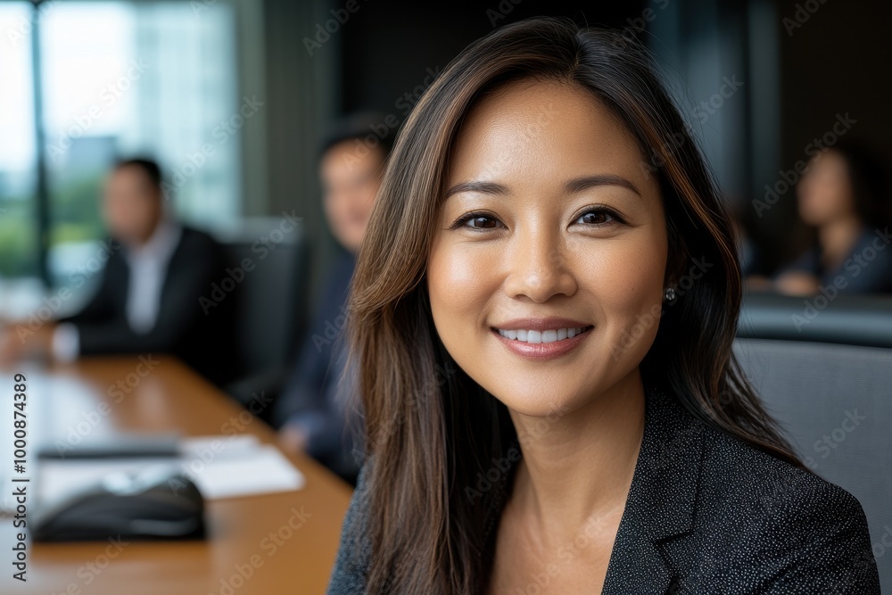 Confident Asian Entrepreneur in Modern Office Setting Confident Asian Entrepreneur in Modern Office Setting