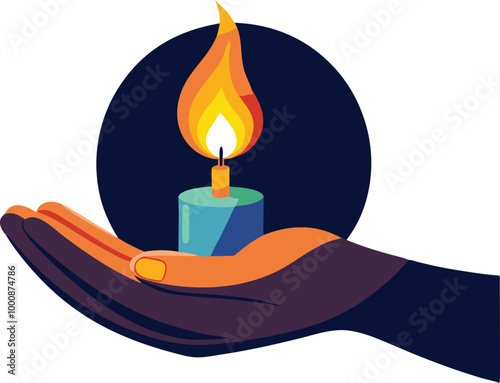 Hand holding a candle in dark background symbolizing hope and remembrance