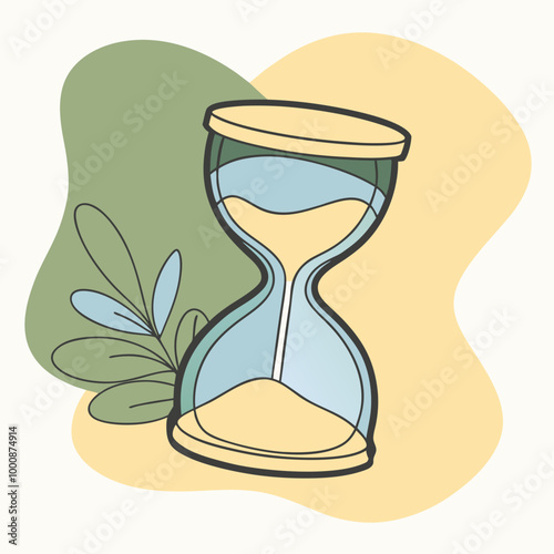 Illustration of an hourglass representing limited time with a decorative background 