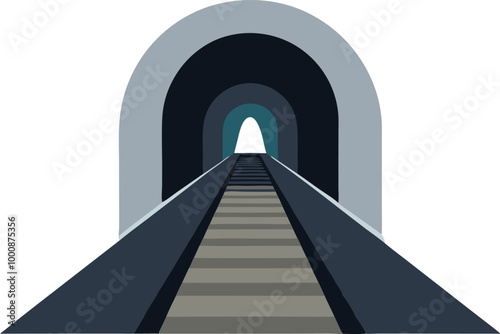 Train track leading into a tunnel with light at the end, symbolizing journey and hope