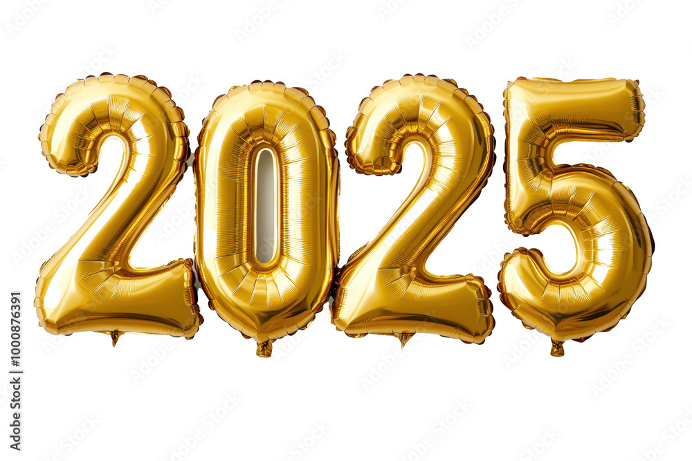 Gold metallic foil balloons shaped as the numbers Gold metallic foil balloons shaped as the numbers