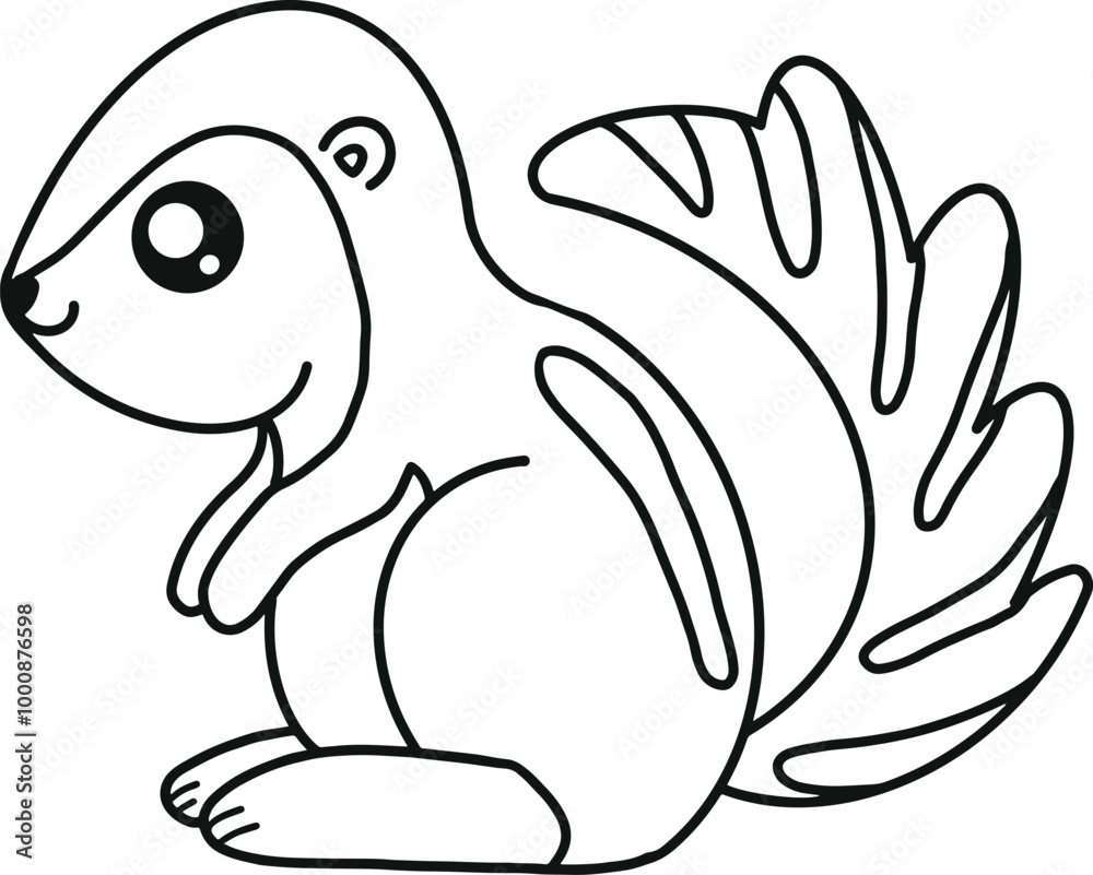 Obraz premium Cute Xerus Groud Squirrel Line Art