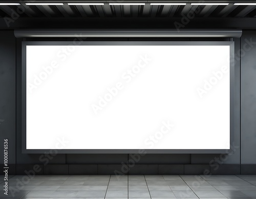 Blank square lightbox billboard mockup on the wall in subway, mockup design concept, marketing advertisement concept