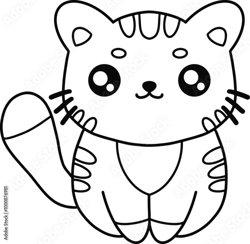 Cute Cat Line Art