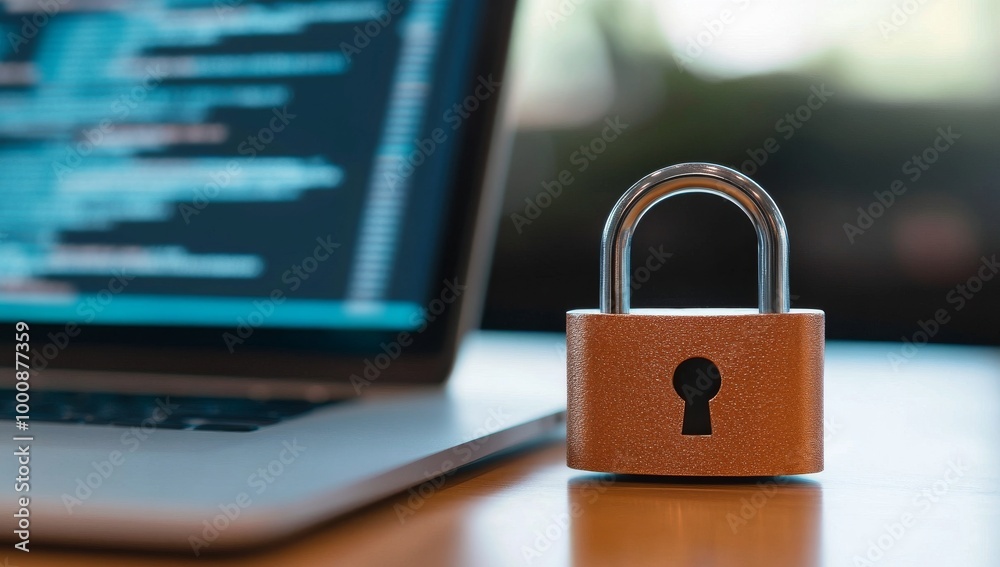 Padlock On Laptop, Symbolizing Data Security Padlock On Laptop, Symbolizing Data Security