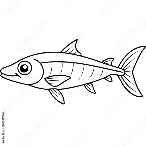 Cute Cartoon Fish Illustration: A delightful and simple cartoon illustration of a fish, perfect for children's books, educational materials, or fun designs.  