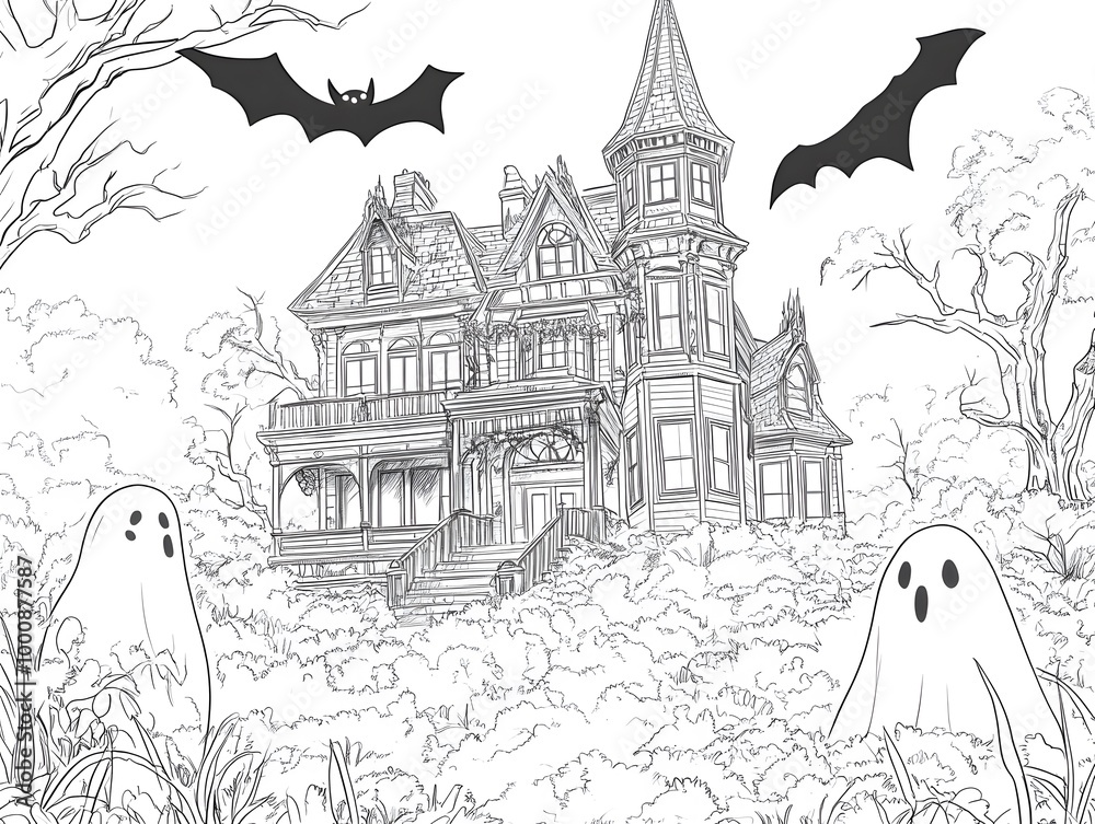Naklejka premium Sketch of medieval castle in the woods, old architecture, drawing of a town