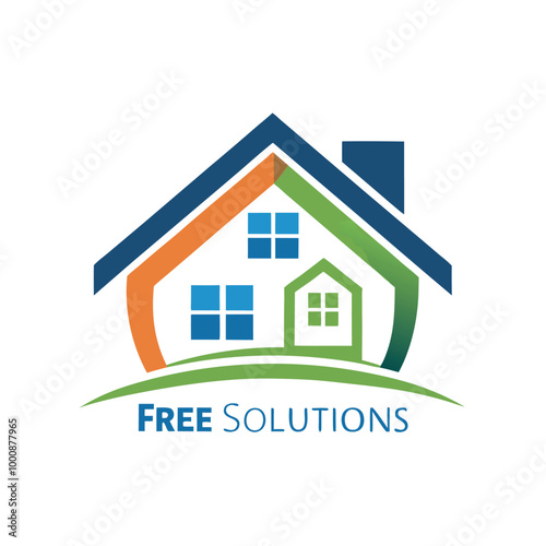 A simple real estate company logo or icon features a modern house or home symbol with a roof and window, representing property, architecture, and construction