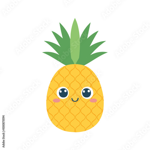 Pineapple Cute Cartoon Fruit Fresh Animation Kawaii Healthy Character
