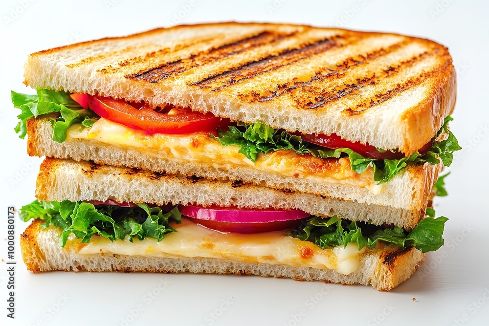 Tall Stack of slice grill on a white backdrop. Generative Ai Tall Stack of slice grill on a white backdrop. Generative Ai