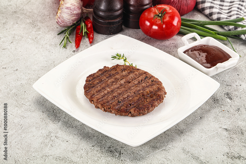 Grilled minced beef burger cutlet Grilled minced beef burger cutlet